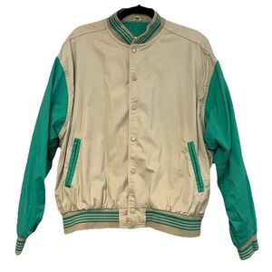 VTG Perth Sports‎ Club Australia Green & Beige Varsity Bomber Jacket Size Large